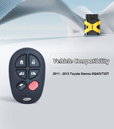 Car Key Keyless Entry Self Programmable Remote Control Replacement for 2011 2012 2013 Toyota Sienna 315MHZ with FCC: GQ43VT20T